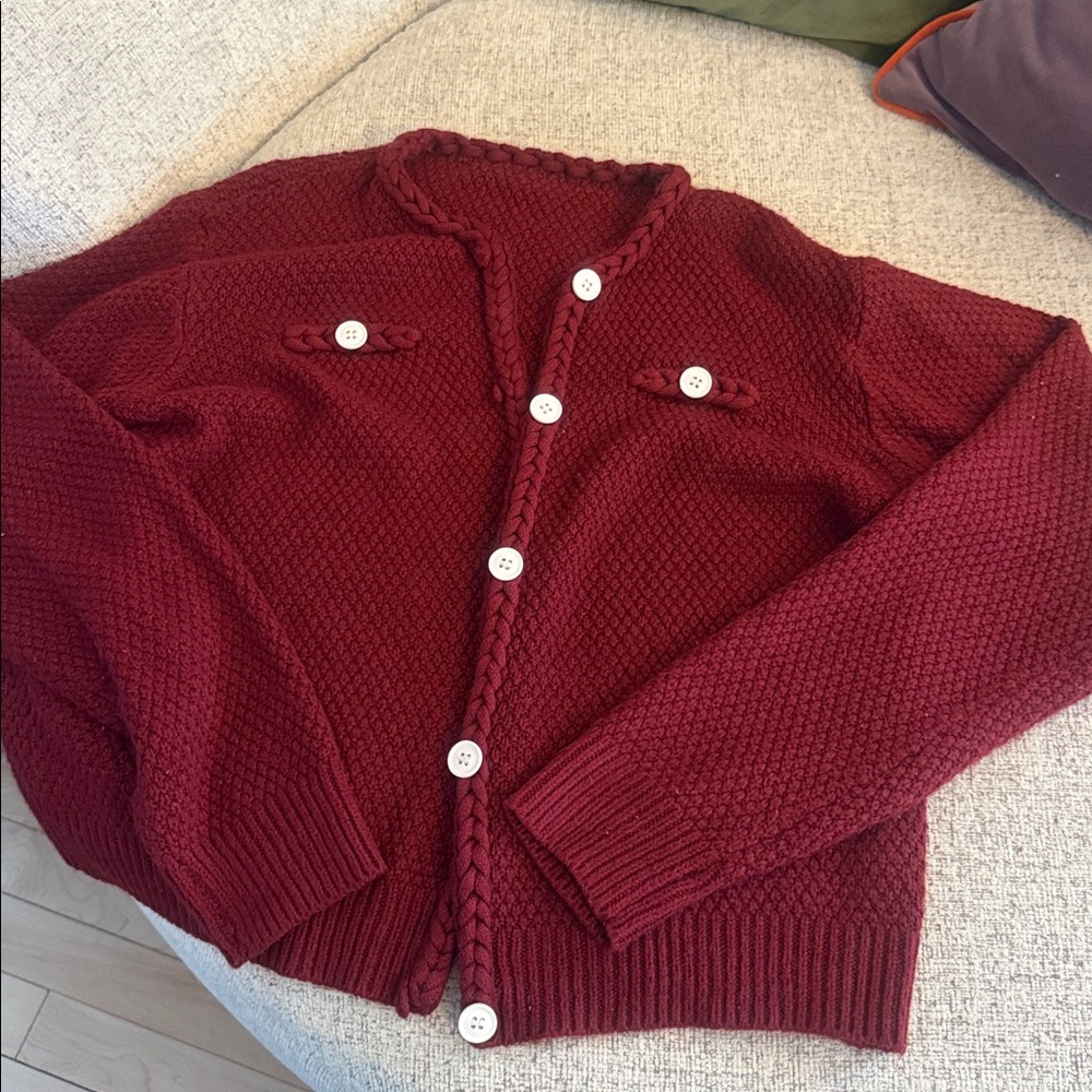 Elegant Maroon Cardigan Sweater for Women